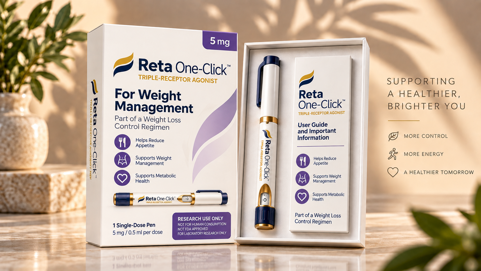 Reta One-Click research product packaging